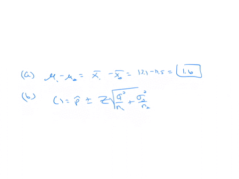 consider-the-following-results-for-two-independent-random-samples-taken-from-two-populations-sample-1-sample-2-n-1-50-n-2-35-x-1-131-x-2-115-1-24-2-32-what-is-the-point-estimate-of-the-diffe-02513