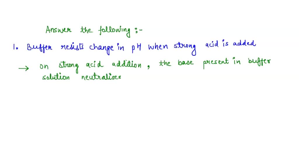 SOLVED A buffer is a solution which is resistant to changes in pH when