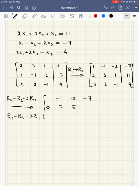 13-solve-the-following-linear-system-using-gauss-elimination-2x1-3x2-x3-11-x1-x2-_2x3-7-3x1-2x2-x3-4-74468