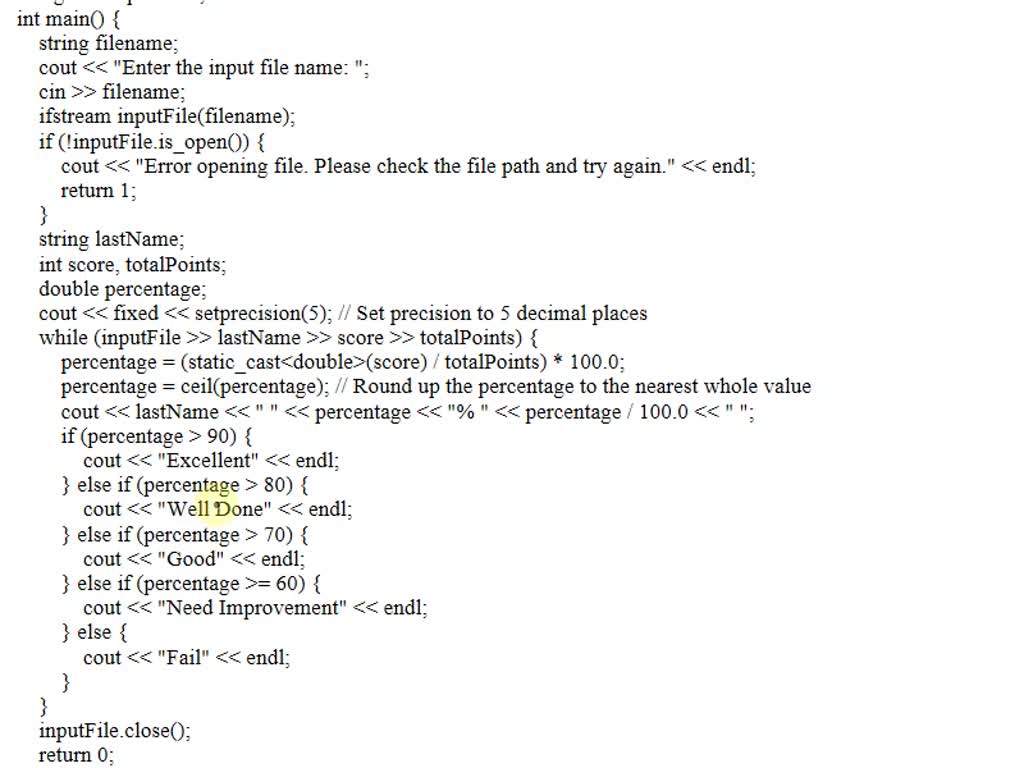 SOLVED: Texts: 1. Write a C++ program to input 10 scores (ranging from ...