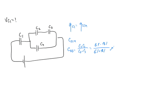 consider-the-circuit-shown-in-the-figure-below-the-four-capacitors-have-capacitances-c116f-c261f-c3181f-c465f-and-are-connected-to-a-battery-of-voltage-v31volts-when-all-capacitors-are-fully-charged-d