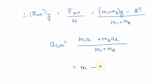 the-two-bodies-of-masses-m1-and-m2-m1-m2-respectively-are-tied-to-the-ends-of-a-string-which-passes-over-a-light-frictionless-pulley-the-masses-are-initially-at-rest-and-released-the-acceleration-of-t
