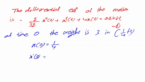 differential-equation-a-spring-is-such-that-a-2-lb-weight-stretches-it-6-in-there-is-a-damping-force-present-with-magnitude-the-same-as-the-magnitude-of-the-velocity-an-impressed-force-2-sin-60507