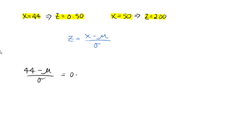 in-a-population-of-scores-x-44-corresponds-to-z-050-and-x-50-corresponds-to-z-200-what-are-the-values-for-the-population-mean-and-standard-deviation-a-42-and-4-b-43-and-2-c-40-and-8-d-41-and-96394