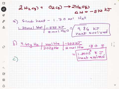 consider-the-following-reaction-2-h2g-o2g-2-h2ol-h-572-kj-a-how-much-heat-is-evolved-for-the-production-of-170-mol-of-h2ol-_____-kj-b-how-much-heat-is-evolved-when-460-g-of-hydrogen-are-reac-29784