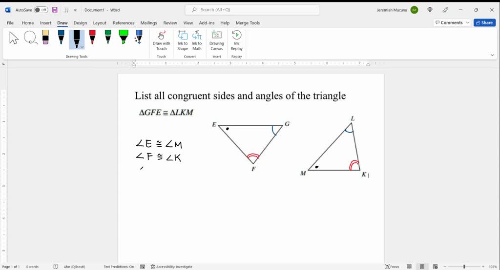 SOLVED 'Lesson 10 congruent triangles unit test 14. Using the words