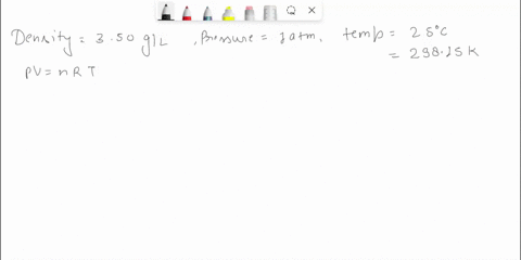 what-is-the-molar-mass-of-an-unknown-gas-with-a-density-of-350-gl-at-100-atm-and-250-c-76635