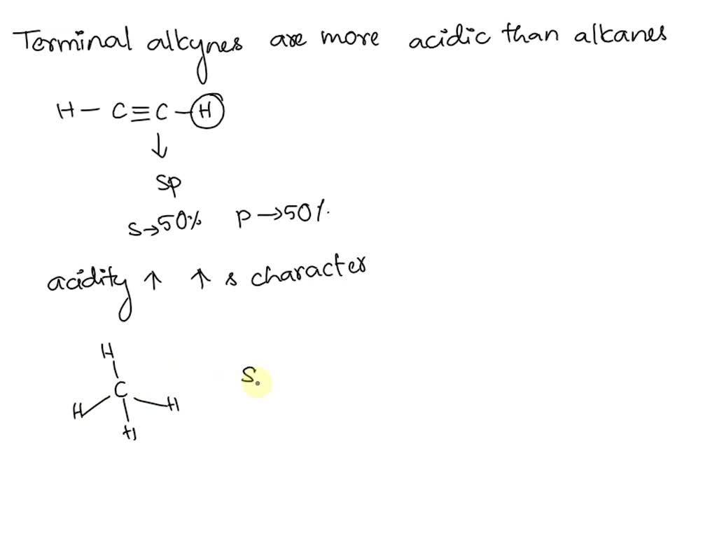 SOLVED Why are terminal alkynes much more acidic than alkanes? The sp