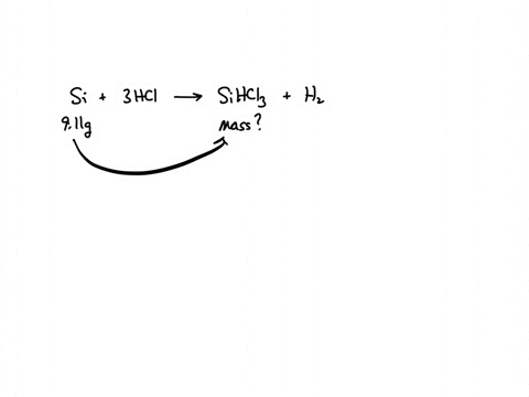 hydrogen-chloride-gas-reacts-with-solid-silicon-to-produce-trichlorosilane-gas-and-hydrogen-gas-sis3-hcig-sihci3g-h2g-what-mass-in-grams-of-trichlorosilane-gas-would-be-produced-by-the-compl-56184