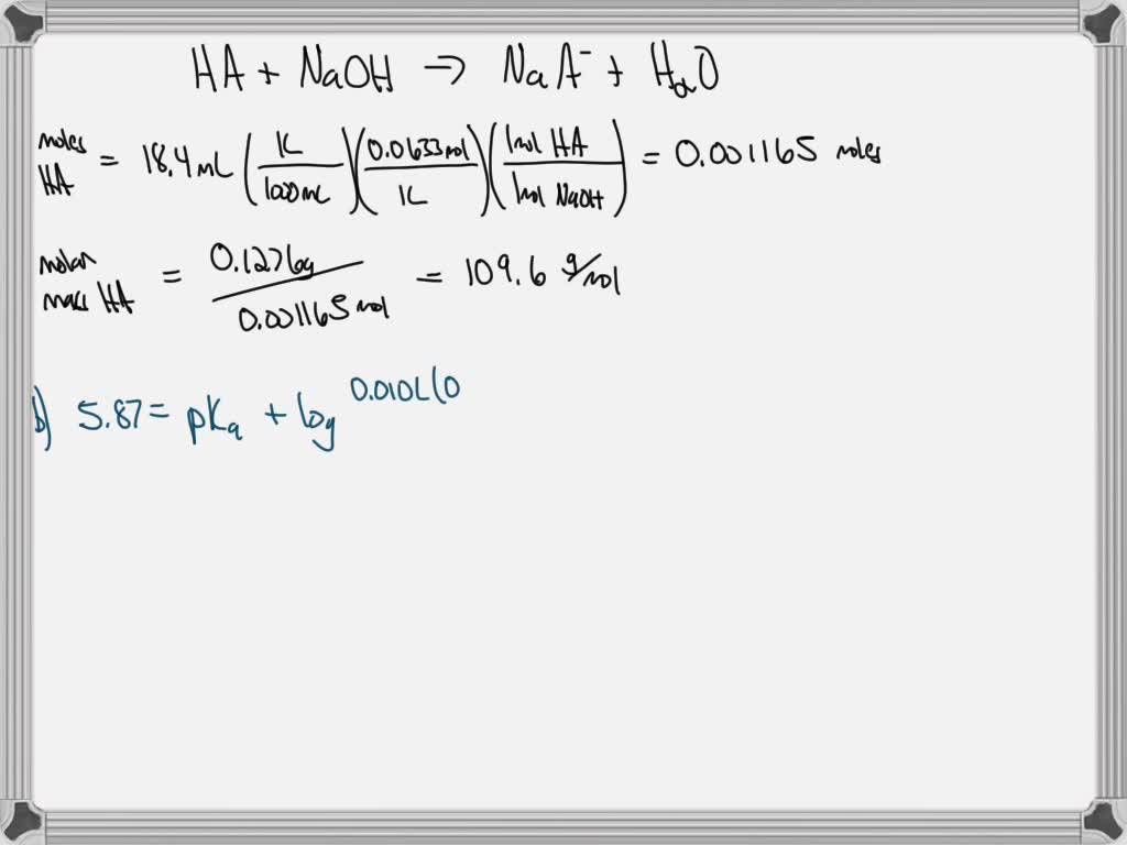 ' A Sample Of 0.1276 G Of An Unknown Monoprotic Acid Was Dissolved In ...