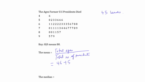find-the-mean-median-and-mode-of-the-following-data-is-there-a-pattern-between-the-shape-and-measure-of-the-center-the-ages-former-us-presidents-died-4-6-5-0-2-3-3-6-6-6-6-1-1-2-2-2-2-3-3-3-5-6-7-8-8