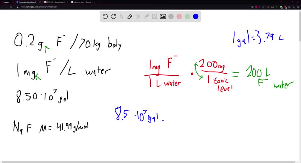 SOLVED: Fluoride ion is poisonous in relatively low amounts: 0.2 g of F ...