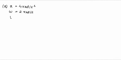 a-wheel-10-m-in-radius-rotates-with-an-angular-acceleration-of-40rads2-a-if-the-wheels-initial-angular-velocity-is-20-rads-what-is-its-angular-velocity-after-10-s-b-through-what-angle-does-i-83657