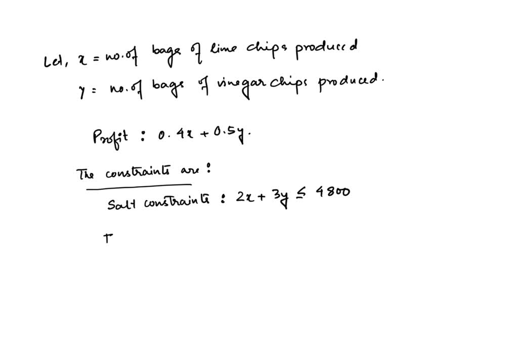 SOLVED: The owner of Chips Inc. produces two kinds of chips: lime and