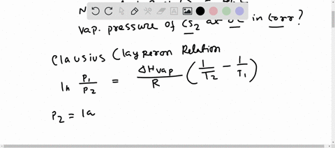 the-molar-enthalpy-of-vaporization-of-carbon-disulfide-is-2674-kjmol-and-its-normal-boiling-point-is-46c-what-is-the-vapor-pressure-in-torr-of-cs2-at-0c-65726