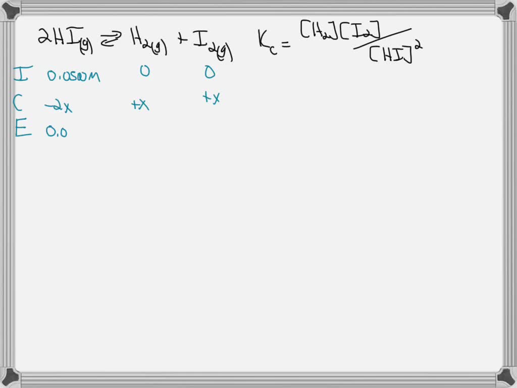 SOLVED A reaction vessel has .13M H2 and .23M I2 The Kc is 52.2 H2 (g