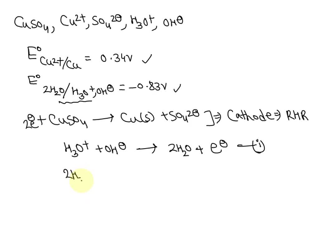 SOLVED: In the 1.0 M CuSO4 solution, the following species are present ...