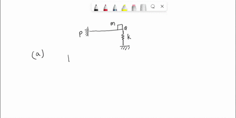 4-22-a-massless-cantilever-beam-pq-of-length-l-fixed-at-p-and-fastened-to-a-spring-k-and-a-mass-m-at-q-see-fig-215-a-obtain-the-differential-equation-of-motion-for-a-small-vertical-motions-o-45179