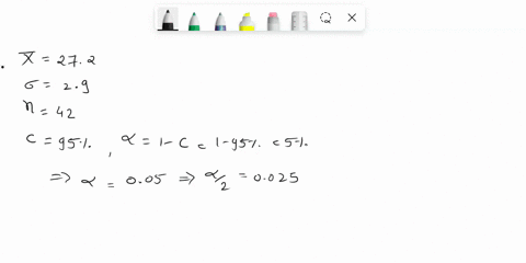 42-packages-are-randomly-selected-from-packages-received-by-parcel-service-the-sample-has-mean-weight-of-272-pounds_-assume-that-0-29-pounds-what-is-the-95-confidence-interval-for-the-true-m-53473