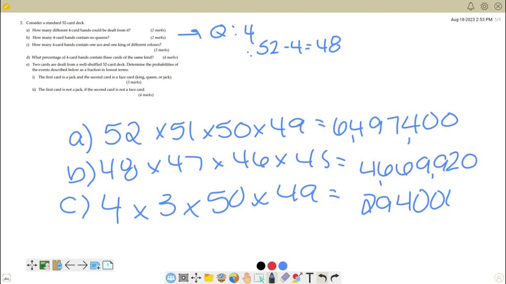 SOLVED Consider standard 52card deck How many different 4card hands