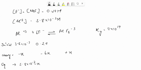 a-solution-contains-38-x-10-2-m-in-al3-and-029-m-in-naf-if-the-kf-for-alf63-is-7-x-1019-how-much-aluminum-ion-remains-at-equilibrium-37958