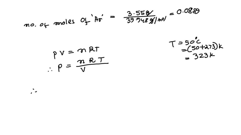 SOLVED: A mixture of nitrogen and argon gases, in a 5.62 L flask at 50 ...