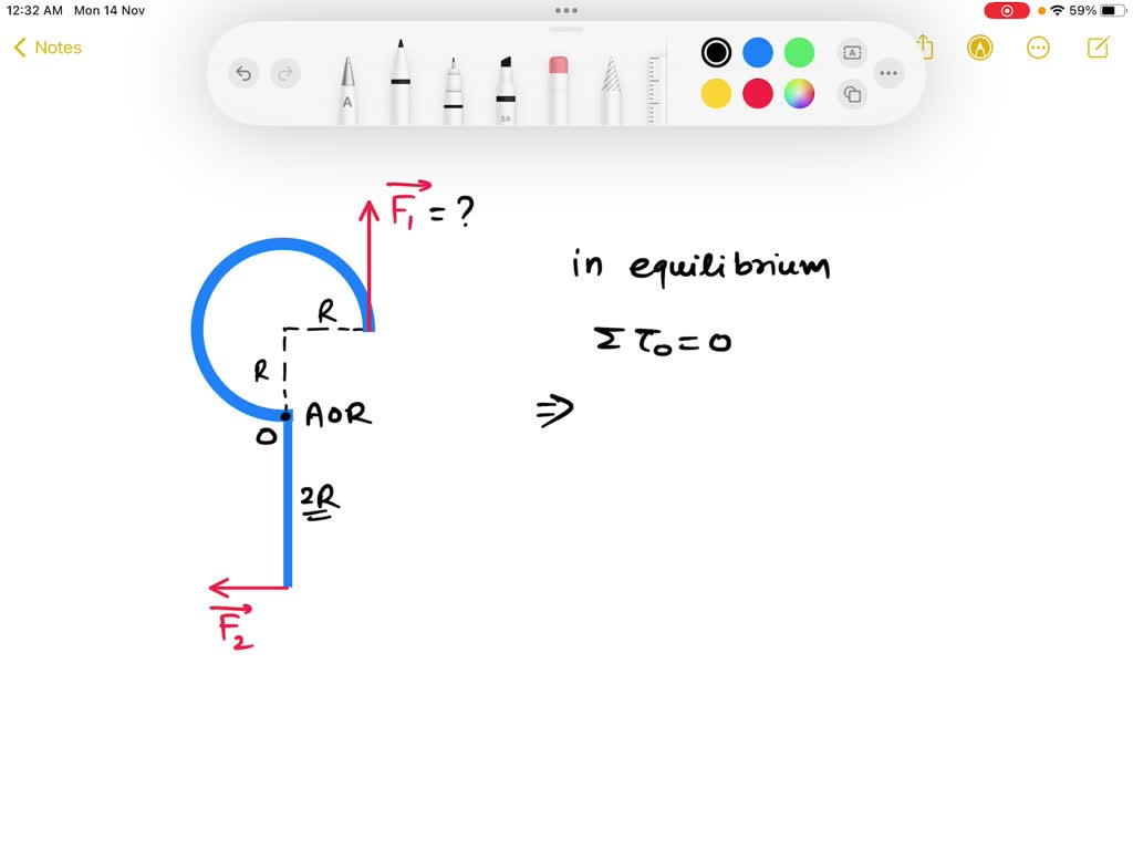 Constant force F2 is exerted on the lower arm of the object in the ...