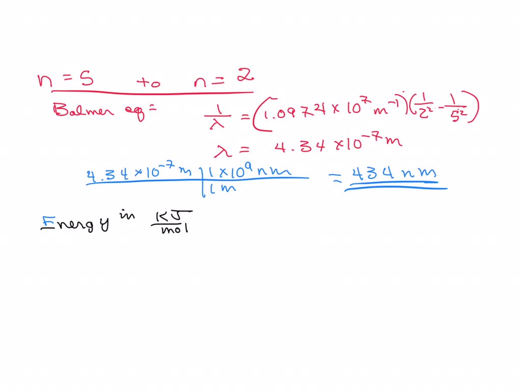 SOLVED: 17) Use the Balmer equation to calculate the wavelength in ...