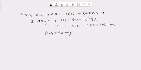 a-35-yo-male-in-the-icu-for-burns-has-the-following-lab-results-2-days-post-admission-plt-s0x-1049l-pt-15-sec-ptt-45-sec-fbg-90-mgdl-d-dimer-800-ugdl-which-test-results-are-abnormal-what-is-96915