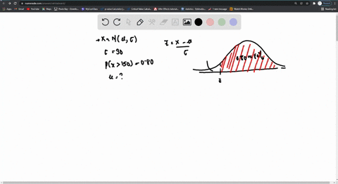 the-standard-deviation-of-a-random-variable-x-with-normal-distribution-is-30-the-probability-that-x-exceeds-150-is-known-which-is-080-find-the-mean-of-the-probability-distribution-33655