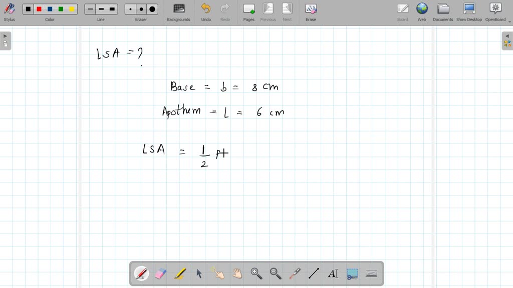SOLVED: Find the lateral surface area of the following square pyramid ...