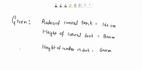 the-conical-tank-shown-in-fig-32-5-has-radius-160-mathrmcm-and-height-800-mathrmcm-water-is-running-36213