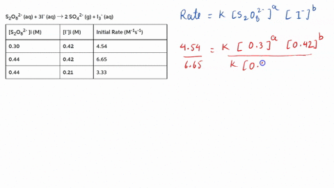 determine-the-rate-law-and-the-value-of-k-including-units-for-the-following-reaction-using-the-data-provided-s2o8-aq-3aq-2-so4-g-i3-aq-is2o8-1-m-i-ji-m-iinitial-rate-ms-030-042-454-044-1042-72488