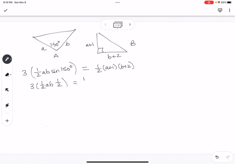 the-diagram-shows-two-trianglesa-and-b_-diagram-not-accurately-drawn-1509-b-2-triangle-b-triangle-the-area-of-triangle-b-is-3-times-the-area-of-triangle-a-given-that-b-4find-an-expression-fo-64892