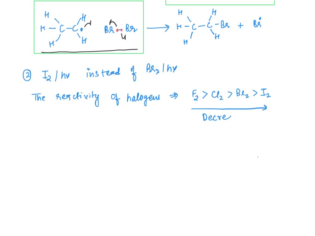 SOLVED: free radical bromination of ethane Label the initiation ...