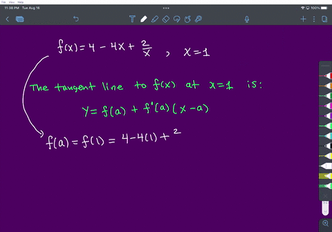 find-the-tangent-line-fx4-4x2x-at-x1