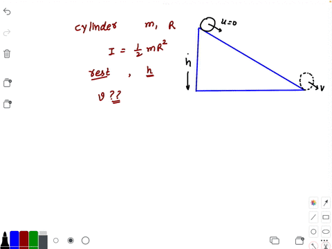 a-cylinder-of-mass-m-and-radius-r-has-moment-of-inertia-of-12-mr2-the-cylinder-is-released-from-rest-at-a-height-h-on-an-inclined-plane_-and-rolls-down-the-plane-without-slipping-what-is-the-93244