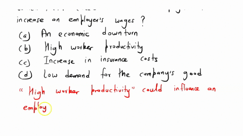 which-factor-could-influence-an-employer-to-increase-an-employees-wages-an-economic-downturn-high-worker-productivity-increase-in-insurance-costs-low-demand-for-the-companys-goods-31727