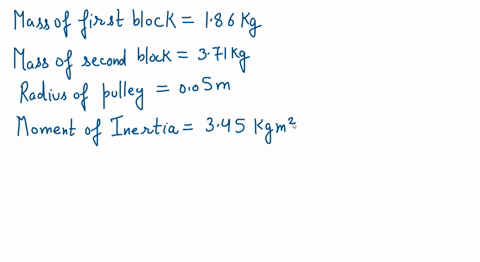an-atwood-machine-consists-of-two-masses-mx-186-kg-and-mb-371kg-which-are-connected-by-massless-inelastic-cord-that-passes-over-pulley-if-the-pullev-has-radius-005-m-and-moment-of-inertia-34-21881