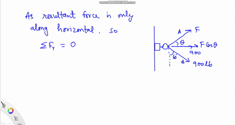 if-the-resultant-force-acting-on-the-support-is-to-be-1200-lb-directed-horizontally-to-the-right-determine-the-force-f-in-rope-a-and-the-corresponding-angle-98462