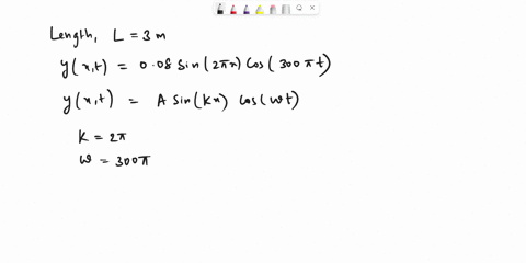 a-standing-wave-on-a-string-of-length-l-3m-is-described-by-the-following-equation-yxt-008-sinzttx-cos3oortt-the-fundamental-frequency-f1-is-300-hz-150-hz-50-hz-25-hz-75-hz-35838