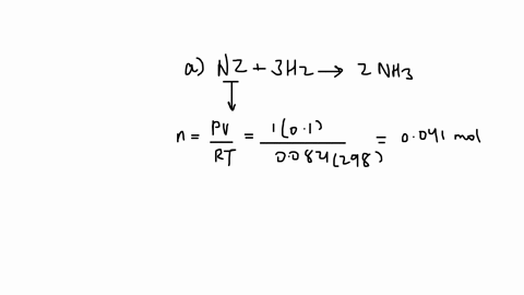 ammonia-is-synthesized-by-reacting-nitrogen-gas-with-hydrogen-gas-n2g-3-h2g-2-nh3g-if-initially-there-are-100-ml-of-nitrogen-gas-and-temperature-and-pressure-remain-constant-a-what-volume-of-hydrogen-
