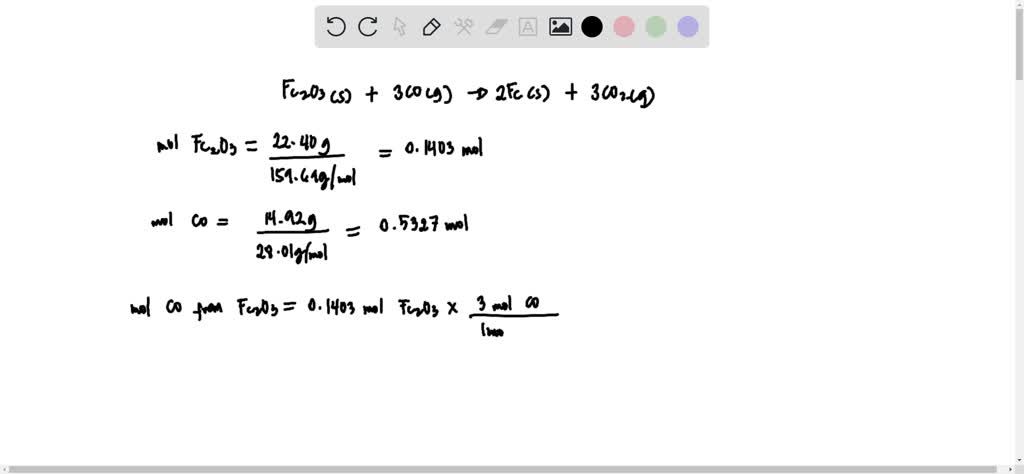 Iron(III) oxide reacts with carbon monoxide according to the equation ...