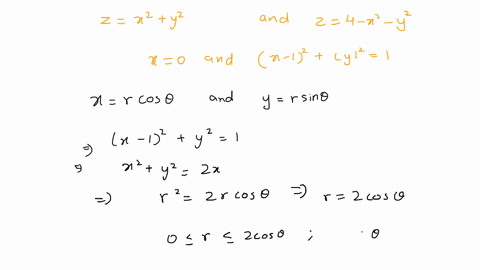 use-a-double-integral-in-an-appropriate-coordinate-system-to-compute-the-volume-of-the-indicated-solid-below-z-4-x2-y2-above-zx2y2-between-x0-and-x-12-y2-1-in-the-first-octant-sketch-the-reg-59982