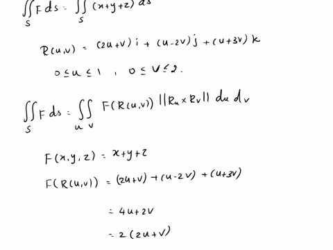 292-evaluate-jlscv-2ds-where-s-is-the-surface-defined-parametrically-by-ru-v-2u-vi-u-_-2vj-u-3vk-for-0-u-1-and0-v-2_-x-2-57705