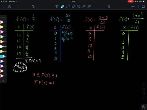 check-whether-the-following-can-define-probability-distributions-a-f-x-14-for-x-10-11-12-13-b-f-x-2x5-for-x-0-1-2-3-4-5-c-f-x-x1520-for-x-8-9-10-11-12-d-f-x-1x261-for-x-0-1-2-3-4-5-10151