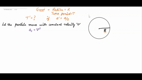 an-object-moves-in-a-circle-of-radius-r-at-constant-speed-with-a-period-t-if-you-want-to-change-only-the-period-in-order-to-cut-the-objects-acceleration-in-half-the-new-period-should-be-a-2-93312