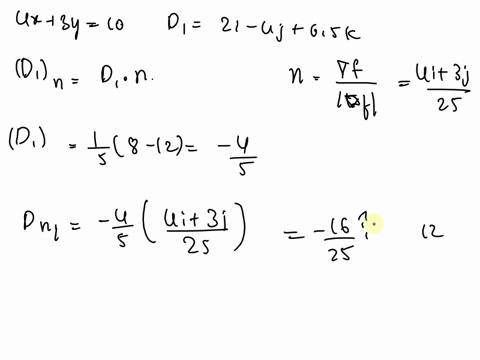 a-dielectric-interface-is-defined-by-4x-1-3y-5-10-m-the-region-including-the-origin-is-free-space-where-d1-5-2ax-2-4ay-1-65az-ncm2-in-the-other-region-er2-5-25-find-d2-and-the-angle-u2-that-94116