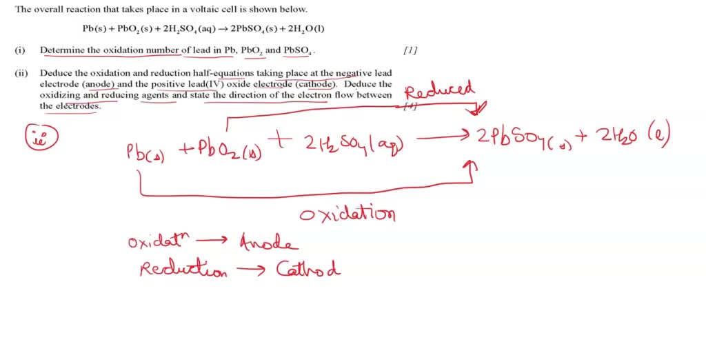 Pbo2 Oxidation SOLVED: The overall reaction that takes place in a voltaic cell is ...