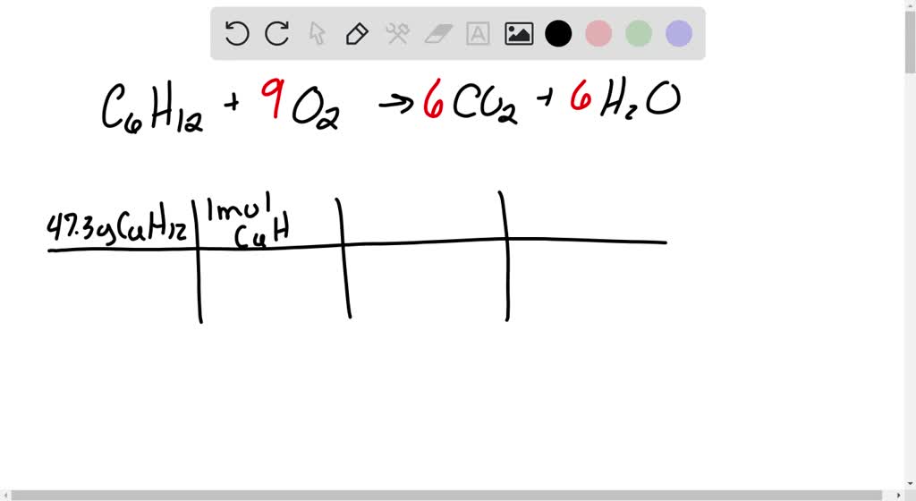 SOLVED: For the balanced reaction of C6H12 and O2 to produce CO2 and ...